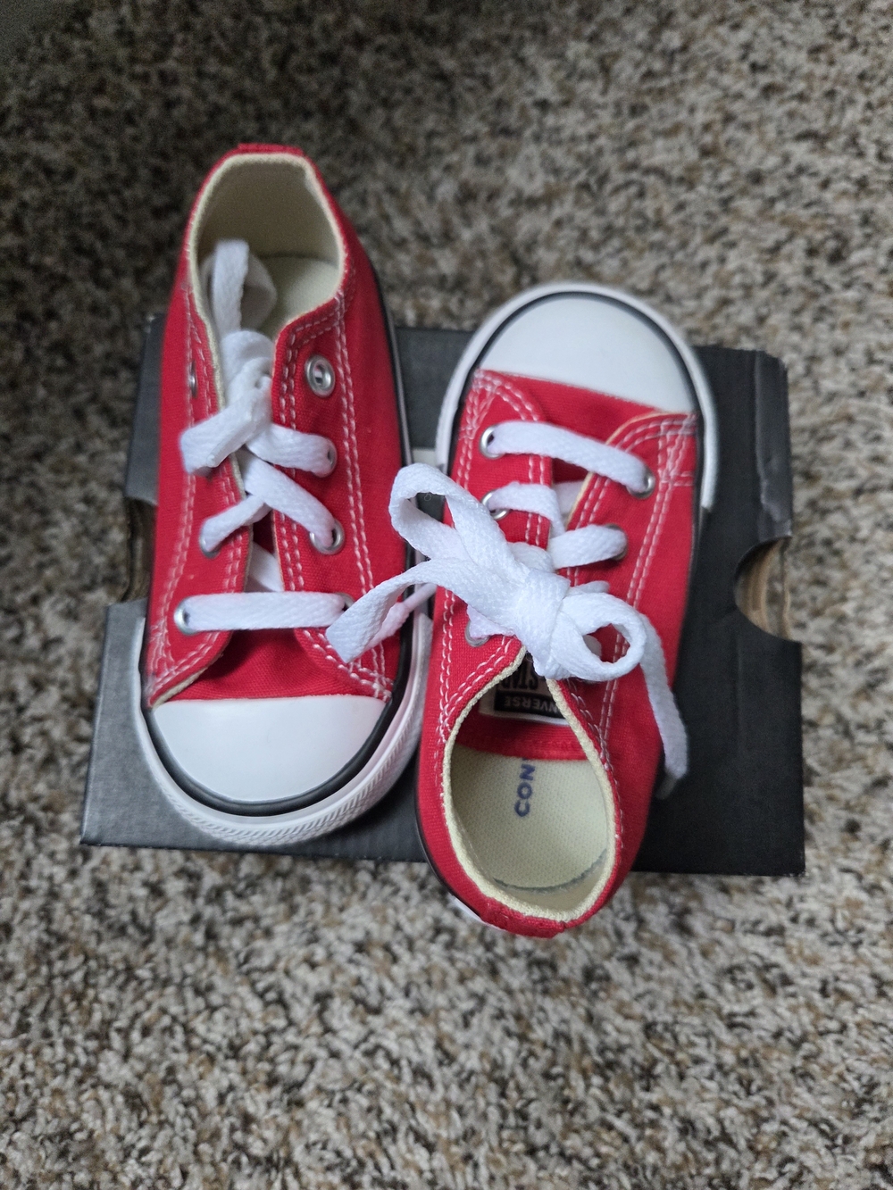 Converse Kids Red Canvas Low-Top Sneakers with White Trim